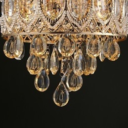 Lustre de Cristal Champagne Romântico Dourado