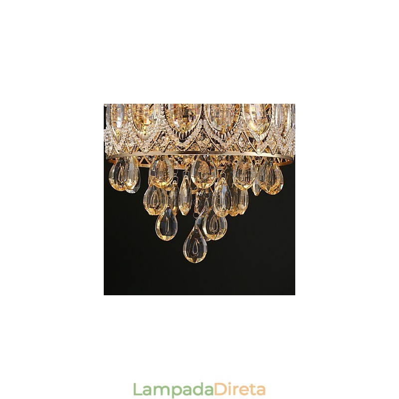 Lustre de Cristal Champagne Romântico Dourado