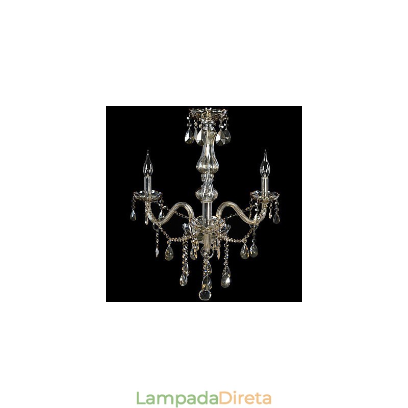 Lustre de cristal de luxo com 3 luzes, cor conhaque, lustre de cristal K9