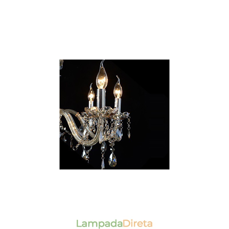 Lustre de cristal de luxo com 3 luzes, cor conhaque, lustre de cristal K9