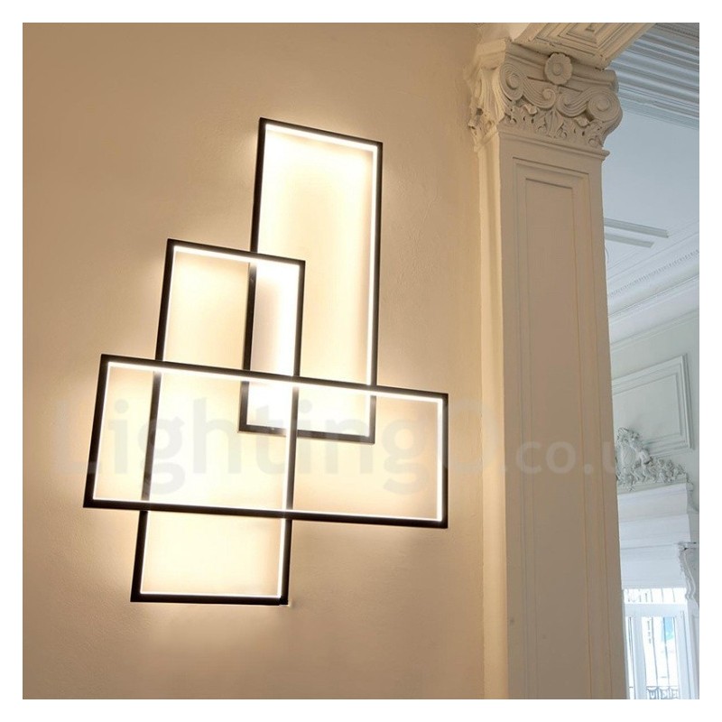 Luminária de teto moderna contemporânea em alumínio com pintura embutida em parede com dimmer remoto para sala de estar e quarto