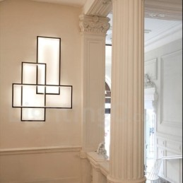 Luminária de teto moderna contemporânea em alumínio com pintura embutida em parede com dimmer remoto para sala de estar e quarto