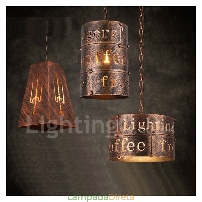 1 Luz Retro Vintage Pendente Luz Café Casa Pendente Lâmpada