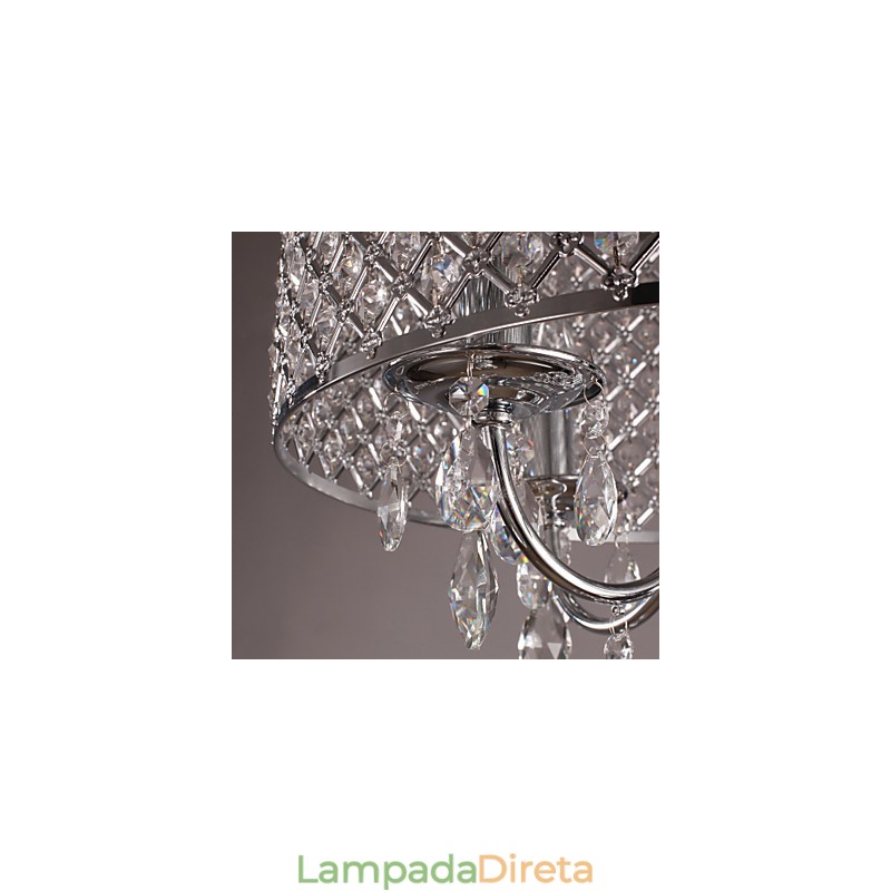 Lustre de cristal cromado clássico tradicional em metal