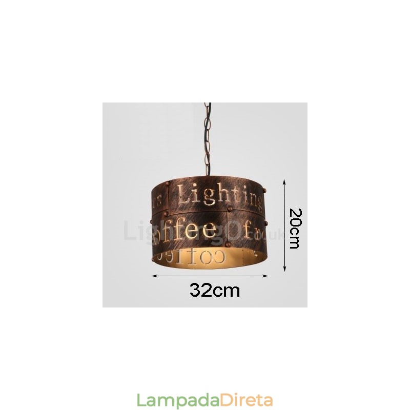 1 Luz Retro Vintage Pendente Luz Café Casa Pendente Lâmpada
