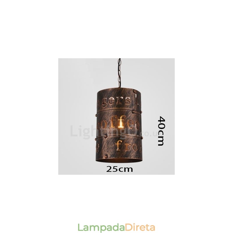 1 Luz Retro Vintage Pendente Luz Café Casa Pendente Lâmpada