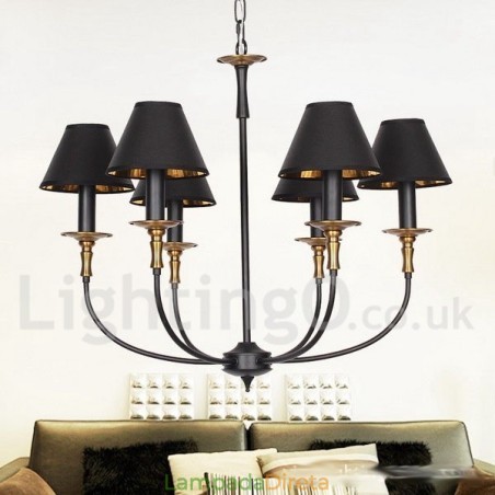 Lustre estilo vela contemporâneo retrô rústico de 6 luzes Lustre estilo vela contemporâneo retrô rústico de 6 luzes