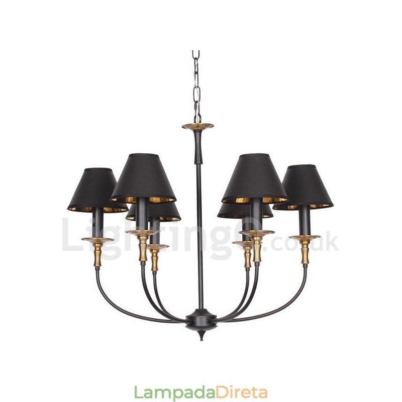 Lustre estilo vela contemporâneo retrô rústico de 6 luzes