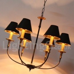 Lustre estilo vela contemporâneo retrô rústico de 6 luzes