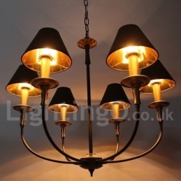 Lustre estilo vela contemporâneo retrô rústico de 6 luzes