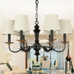 Lustre estilo vela retrô rústico de 6 luzes