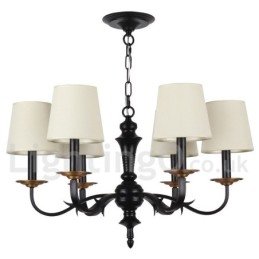 Lustre estilo vela retrô rústico de 6 luzes