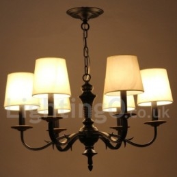 Lustre estilo vela retrô rústico de 6 luzes