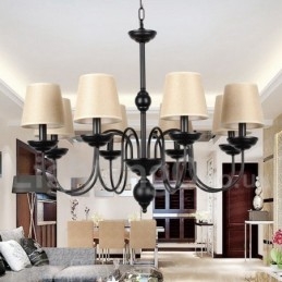 Lustre estilo vela contemporâneo retrô rústico de 8 luzes