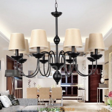 Lustre estilo vela contemporâneo retrô rústico de 8 luzes Lustre estilo vela contemporâneo retrô rústico de 8 luzes