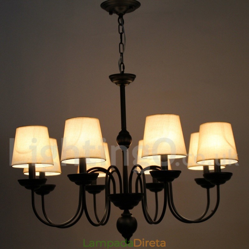 Lustre estilo vela contemporâneo retrô rústico de 8 luzes