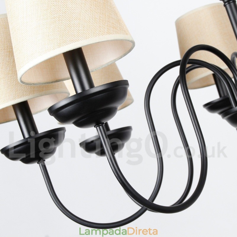 Lustre estilo vela contemporâneo retrô rústico de 8 luzes