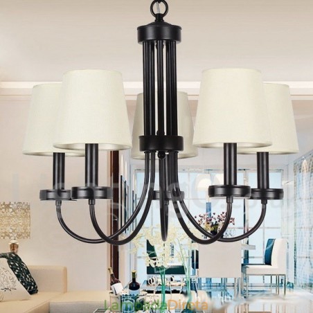 Lustre estilo vela preta contemporânea retrô de 5 luzes Lustre estilo vela preta contemporânea retrô de 5 luzes