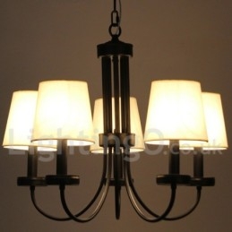 Lustre estilo vela preta contemporânea retrô de 5 luzes