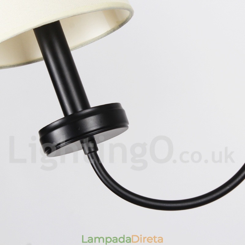 Lustre estilo vela preta contemporânea retrô de 5 luzes