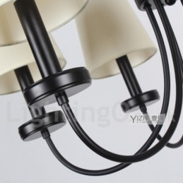 Lustre estilo vela preta contemporânea retrô de 5 luzes
