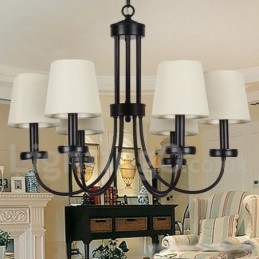 Lustre estilo vela preta contemporânea retrô de 6 luzes