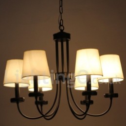 Lustre estilo vela preta contemporânea retrô de 6 luzes