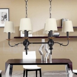 Lustre estilo vela preta retrô rústica de 6 luzes