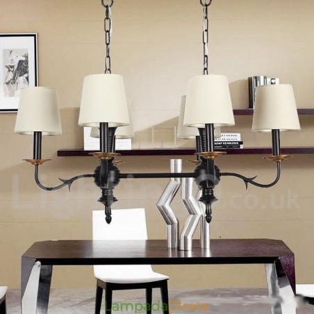 Lustre estilo vela preta retrô rústica de 6 luzes Lustre estilo vela preta retrô rústica de 6 luzes