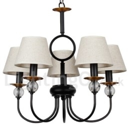 Lustre estilo vela contemporâneo estilo mediterrâneo retrô preto rústico de 5 luzes