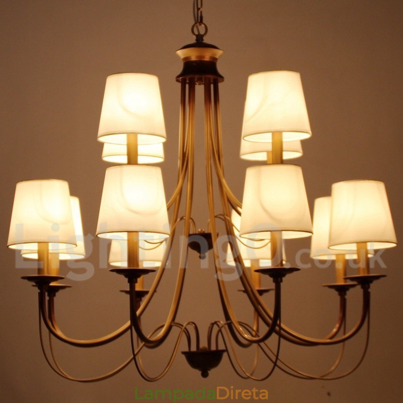 Lustre estilo vela contemporâneo moderno estilo mediterrâneo rústico de 12 luzes