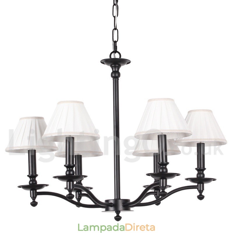 Lustre estilo vela rústica retrô de 6 luzes