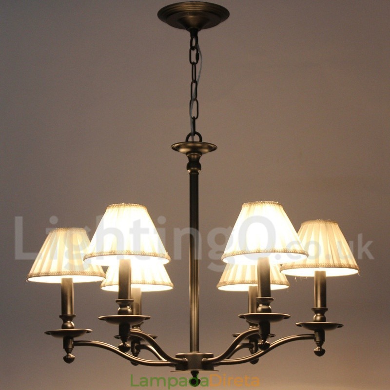 Lustre estilo vela rústica retrô de 6 luzes
