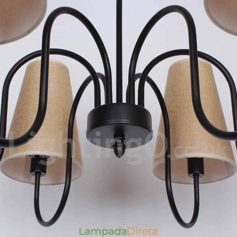 Lustre estilo vela retrô contemporâneo de 6 luzes