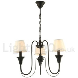 Lustre estilo vela retrô preto de 3 luzes