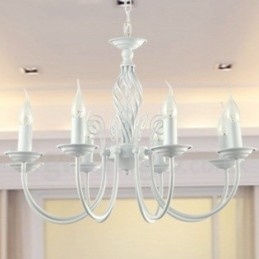 Lustre estilo vela branca retrô contemporânea de 8 luzes