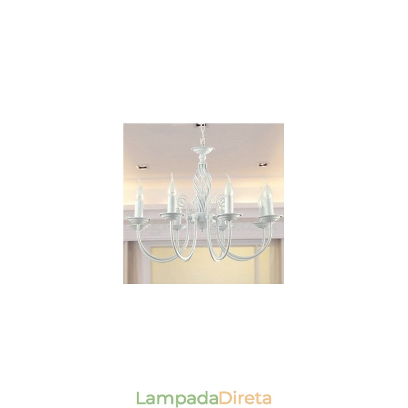 Lustre estilo vela branca retrô contemporânea de 8 luzes