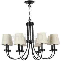 Lustre estilo vela preta contemporânea retrô de 8 luzes