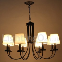 Lustre estilo vela preta contemporânea retrô de 8 luzes