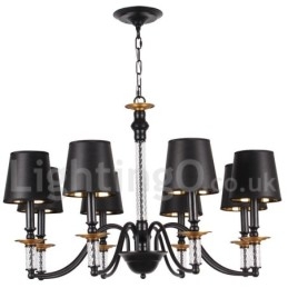 Lustre estilo vela retrô preto de 8 luzes