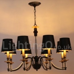 Lustre estilo vela retrô preto de 8 luzes