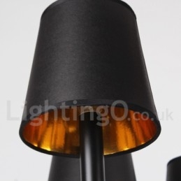 Lustre estilo vela retrô preto de 8 luzes