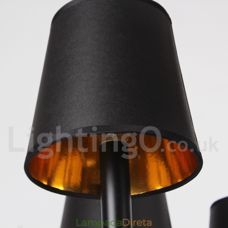 Lustre estilo vela retrô preto de 8 luzes