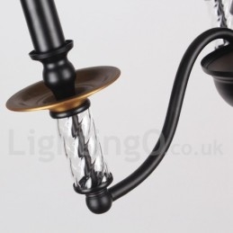 Lustre estilo vela retrô preto de 8 luzes