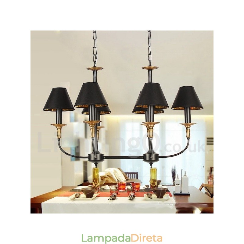 Lustre estilo vela retrô contemporâneo de 6 luzes