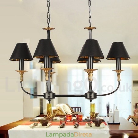 Lustre estilo vela retrô contemporâneo de 6 luzes