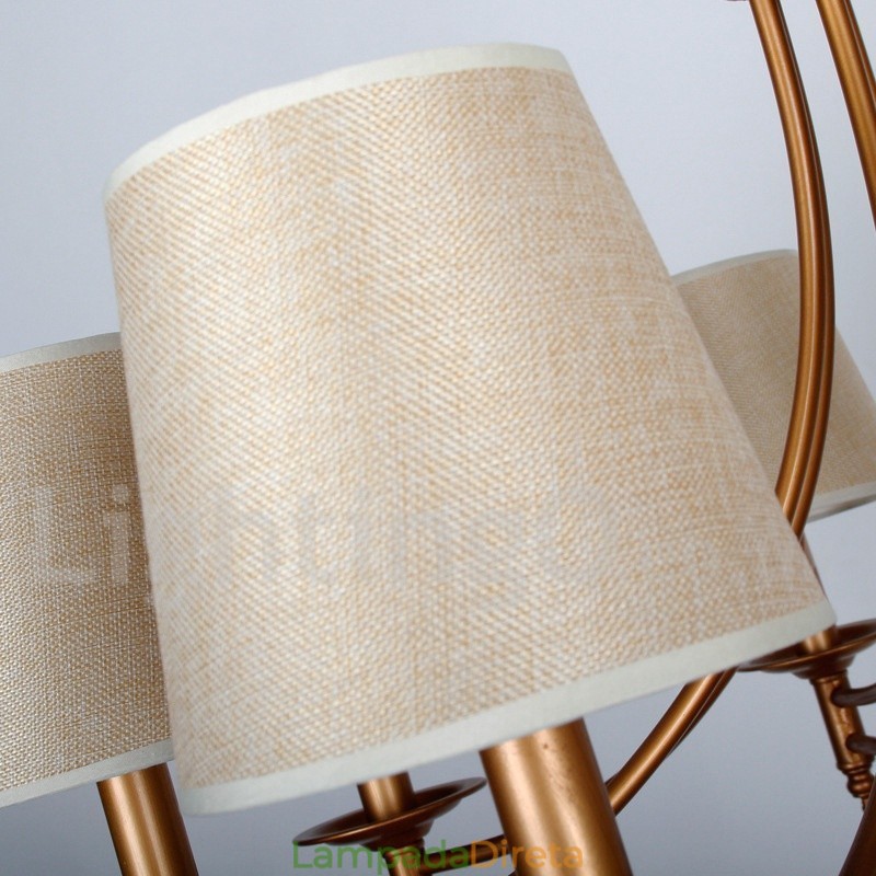 Lustre estilo vela estilo mediterrâneo retrô rústico de 8 luzes