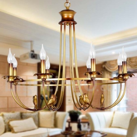 Lustre estilo vela retrô rústico de 8 luzes Lustre estilo vela retrô rústico de 8 luzes