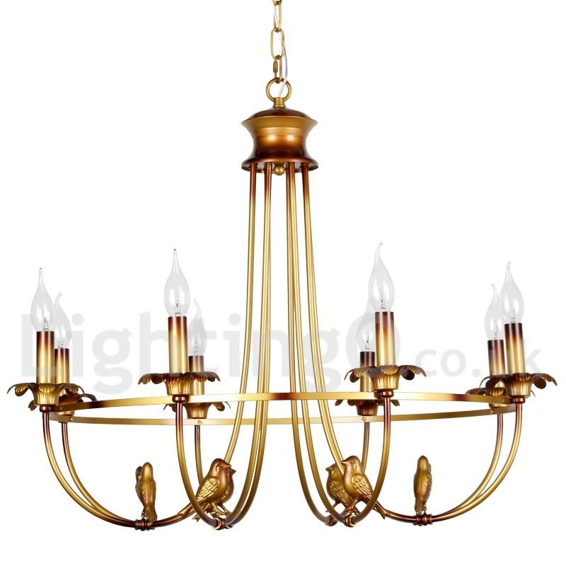 Lustre estilo vela retrô rústico de 8 luzes