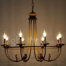 Lustre estilo vela retrô rústico de 8 luzes